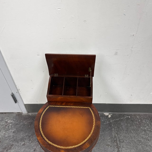 Circa 1920's Mahogany + Leather Side Table For Sale - Image 9 of 12