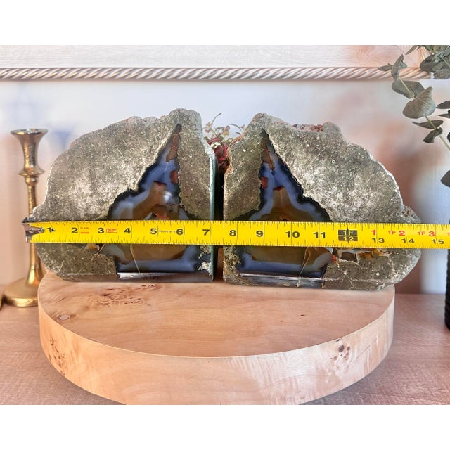Mid 20th Century Mid 20th Century Spectacular Red Fox Agate Thunderegg Extra Large Bookends For Sale - Image 5 of 10