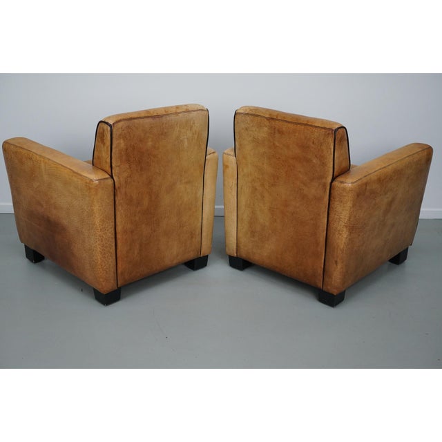 1970s Vintage Dutch Cognac Leather Club Chairs, 1970s, Set of 2 For Sale - Image 5 of 18