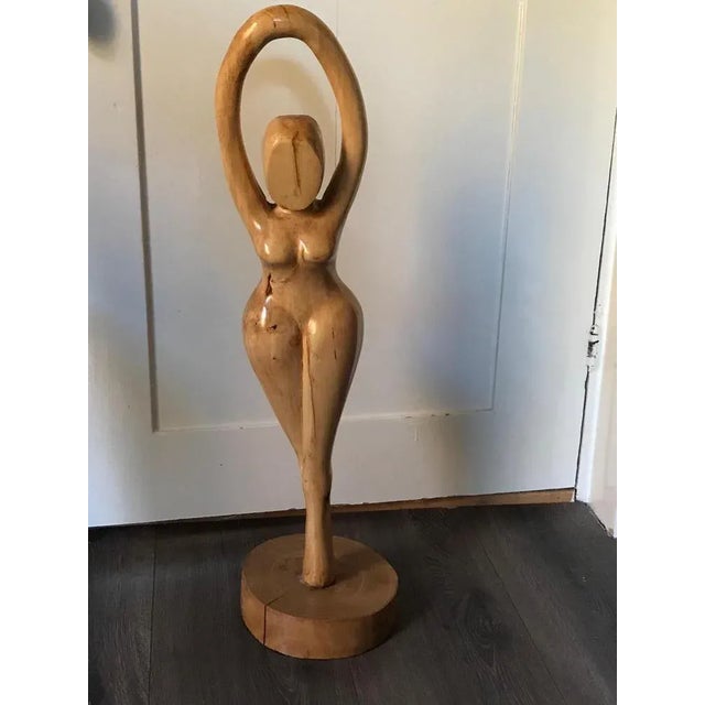 Large Modernist Wood Sculpture of Woman Dancer, Denmark, 1960s For Sale - Image 10 of 10