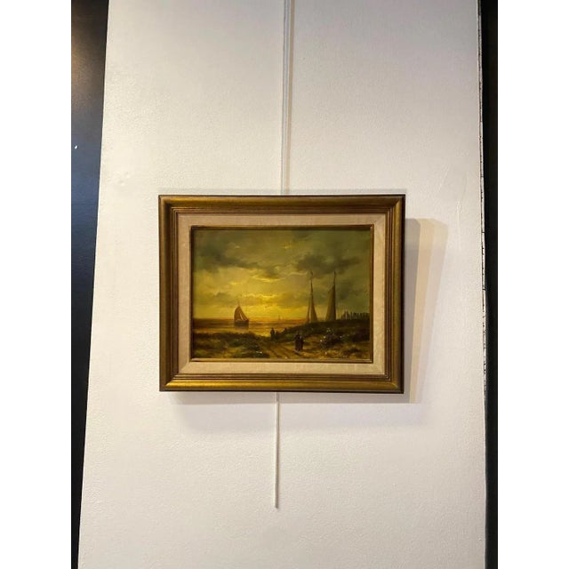 Jean Laurent, Sailboat Departure, Oil on Wood For Sale - Image 4 of 10