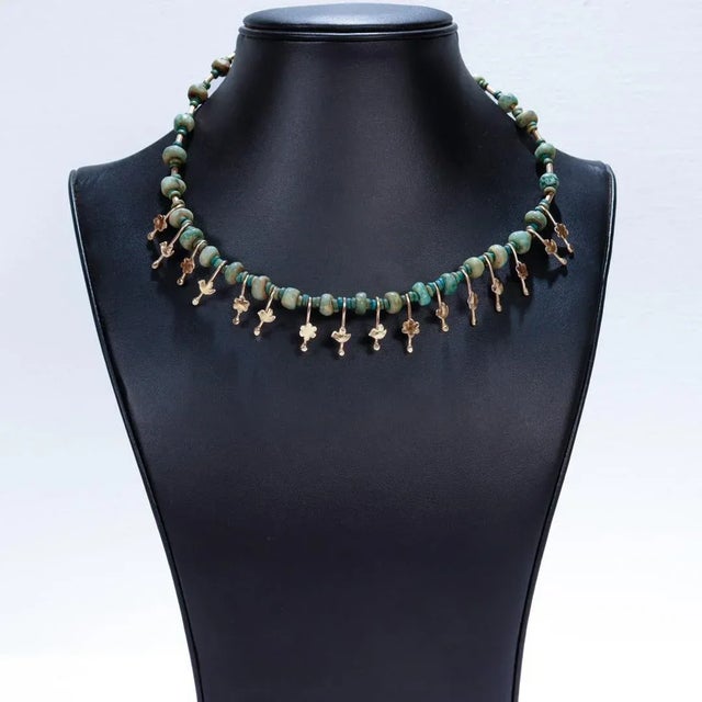Signed Etruscan Revival Style 14k Gold & Jade Choker Necklace by Resia Schor For Sale In Philadelphia - Image 6 of 10
