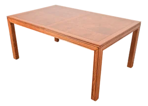 Henredon Mid-Century Modern Burl Wood Parsons Dining Table, Newly Refinished