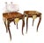 French Louis XV Style Side Table Set of 2 – Rich Wood Finish With Ornate Gold Leaf Mounts & Medallion Details For Sale