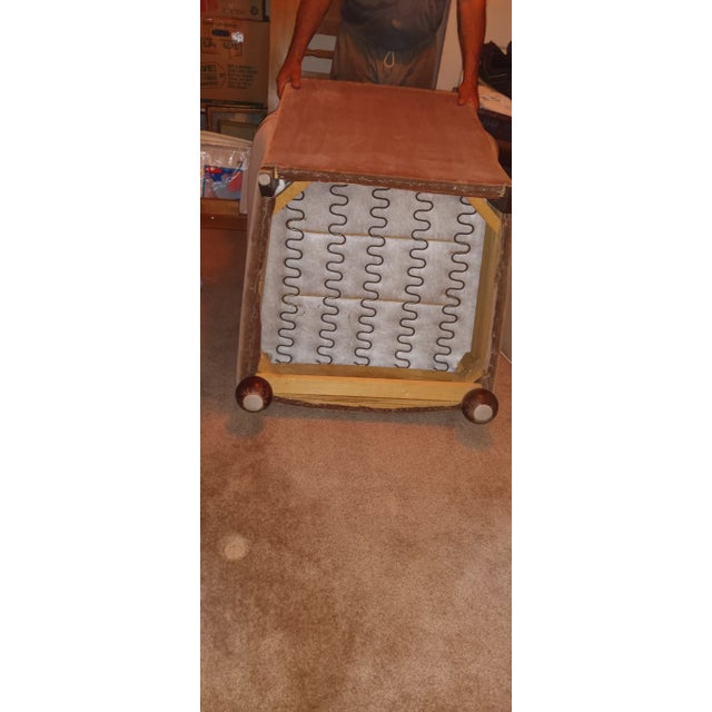 1960s Tan Velvet Vintage Thick Cushioned Arm Chair For Sale - Image 4 of 5