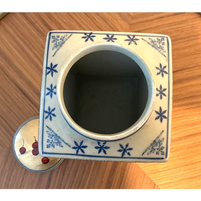 Vintage Chinese Hand-Painted Fruit Ginger Jar With Lid, 9” For Sale - Image 4 of 12