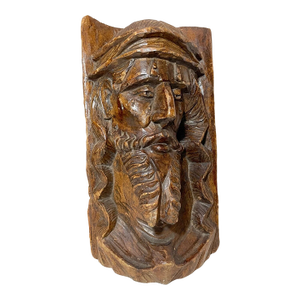 Large Antique Hand Carved Wood Folk Art Religious Jesus Christ Sculpture Bust