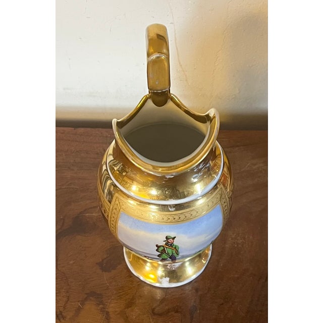 Antique Early 19th Century French Empire Paris Porcelain Ewer, Pitcher or Jug With Hand Painted Landscape For Sale - Image 11 of 13