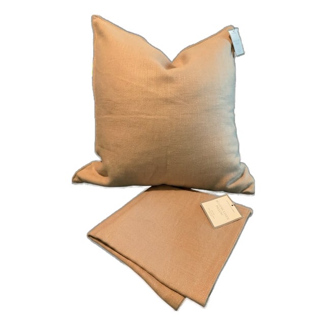 Pair of Restoration Hardware Belgian Linen Pillow Covers 20” X 20” – Natural Beige – Discontinued Rh Classic – New With Tags - See Photos! For Sale