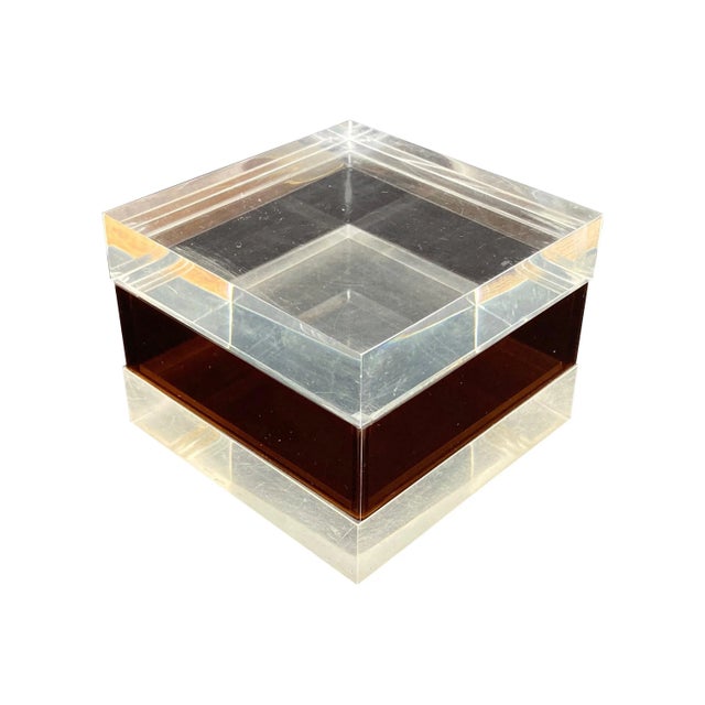 Red Mid-Century Modern Acrylic Cube Box, Italy, 1970s For Sale - Image 8 of 8