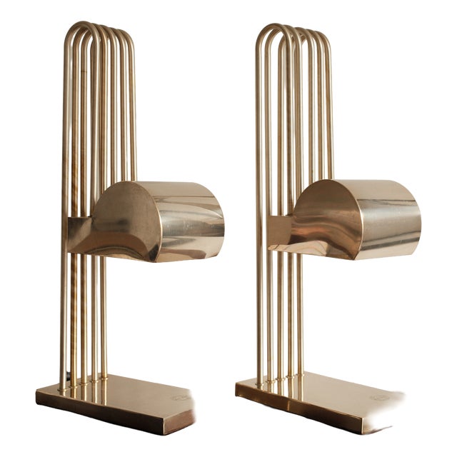Art Deco Style Architectural Table Lamps by Marcel Breuer, 1970s, Set of 2 For Sale