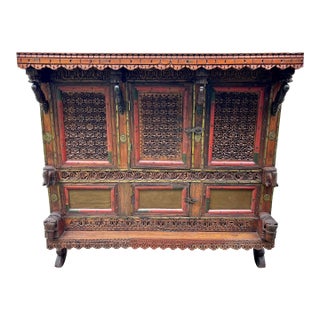 Antique Indian Dowry Wedding Chest, Bar, Cabinet, 19th Century For Sale