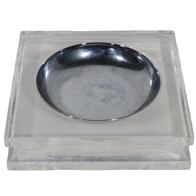 Lucite and Chrome Vide Poche Bowl C. 1970's After Charles Hollis Jones For Sale In New York - Image 6 of 8