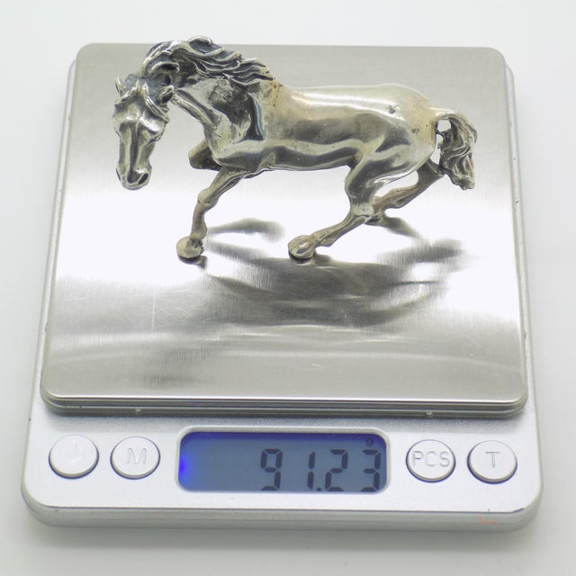 Vintage Italian Large Galloping Horse Figurine in Silver, Arezzo, 1970s For Sale - Image 9 of 12