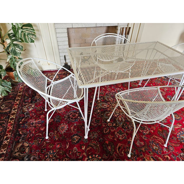 Maurizio Tempestini 1960s Salterini Wrought Iron Mid Century Modern 5 Piece Radar Chairs and Table Set For Sale - Image 4 of 7