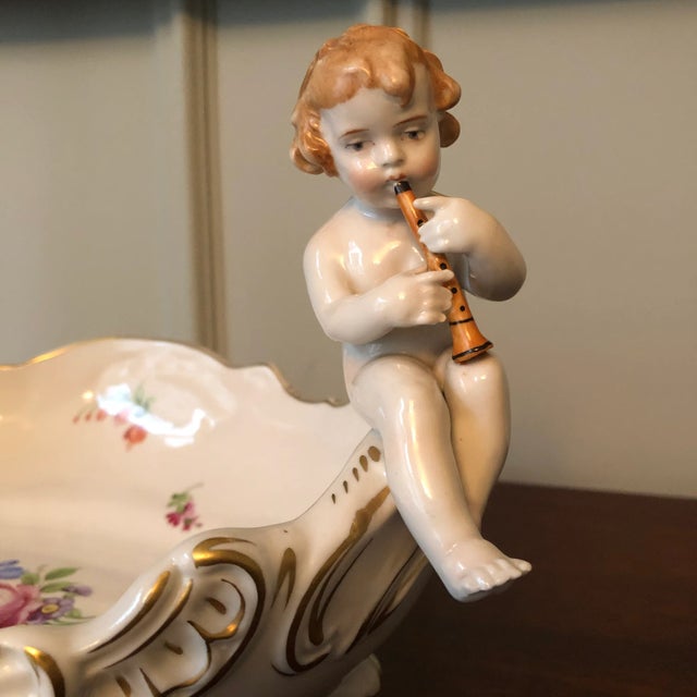 Early 20th Century German Porcelain Centerpiece Bowl and Candle Holders - 3 Piece Set For Sale In Baltimore - Image 6 of 13