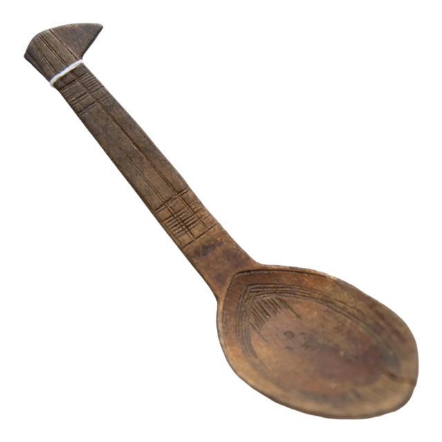 Vintage African Wooden Spoon For Sale