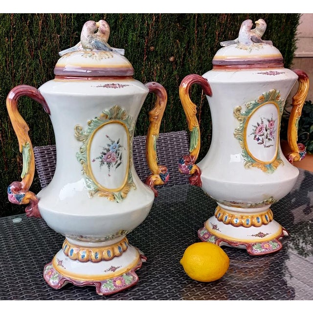 Ceramic Vintage Vases with Tray and Centerpiece, 1920, Set of 4 For Sale - Image 7 of 16