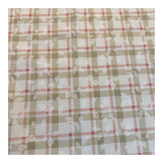 Vintage P Kaufmann Foliage Scroll Windowpane Plaid Cotton Fabric, 2 Pieces 8 Yards For Sale