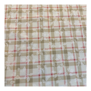 Vintage P Kaufmann Foliage Scroll Windowpane Plaid Cotton Fabric, 2 Pieces 8 Yards