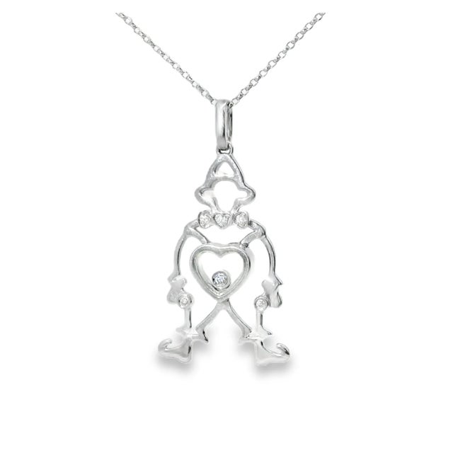 Rare 14K White Gold Floating Diamond Clown Jester Pendant Necklace Metal: 14K White Gold Gemstones: 6 Brilliant Round...