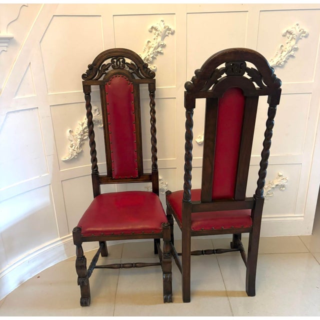 Antique Victorian Carved Oak Barley Twist Dining Chairs, 1880, Set of 6 For Sale - Image 3 of 18