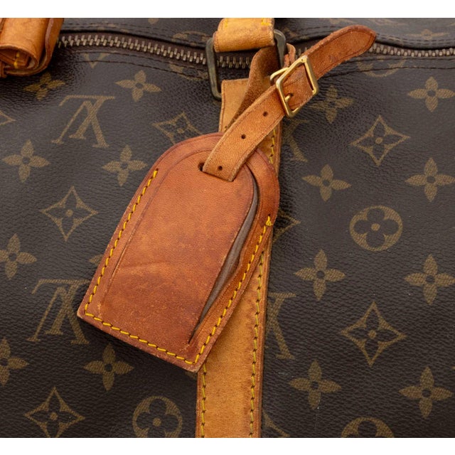 Brown Vintage Louis Vuitton Monogram "Keepall" Travel Bag For Sale - Image 8 of 8
