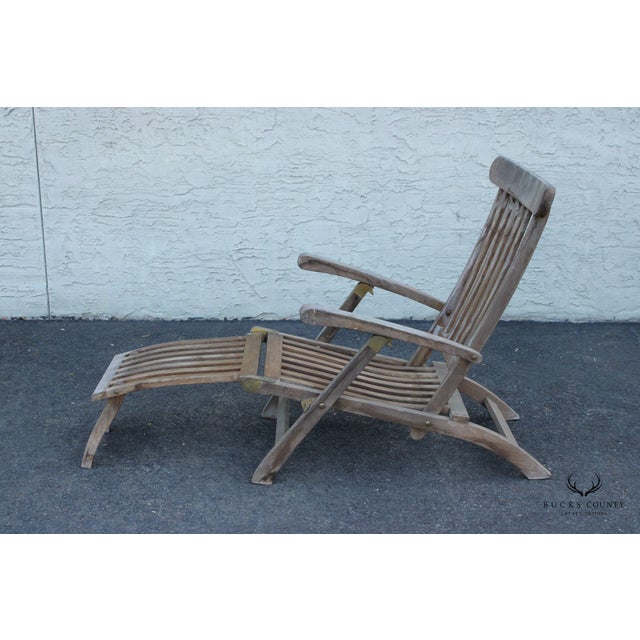 Traditional Teak Wood Outdoor Patio Lounge Chair | Chairish