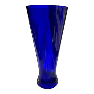1990s Cobalt Blue Hand Blown Vase, Made in Poland