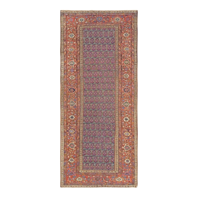 1890s Green Paisley Tribal Antique n.w. Persian Rug 4'8" X 11' Handknotted Wool Carpet For Sale