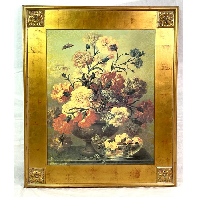 Victorian Victorian Baroque Floral Gold Framed Painting For Sale - Image 3 of 13