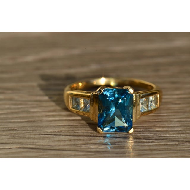 The Emerin: Ladies 14K Yellow Gold Topaz Ring For Sale In Philadelphia - Image 6 of 8