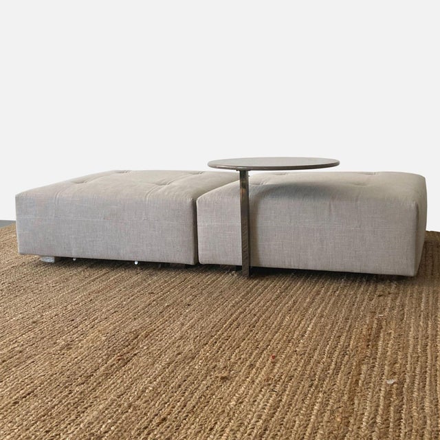 Gray Minotti Sectional Sofa With Ottomans and Accompanying Stone Side Table For Sale - Image 8 of 12