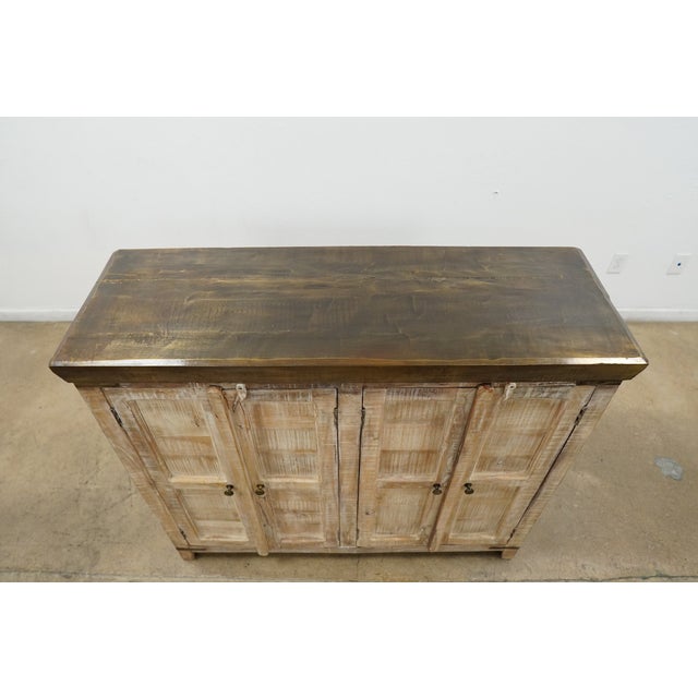 Rustic European Reclaimed Wood Metal-Clad Top Sideboard For Sale - Image 3 of 18
