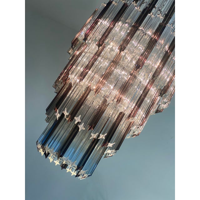 Brown Contemporary Quadriedro Fumè and Clear Murano Glass Chandelier For Sale - Image 8 of 9