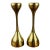 Vintage 1970s Modern Brass Pair of Candle Holders For Sale