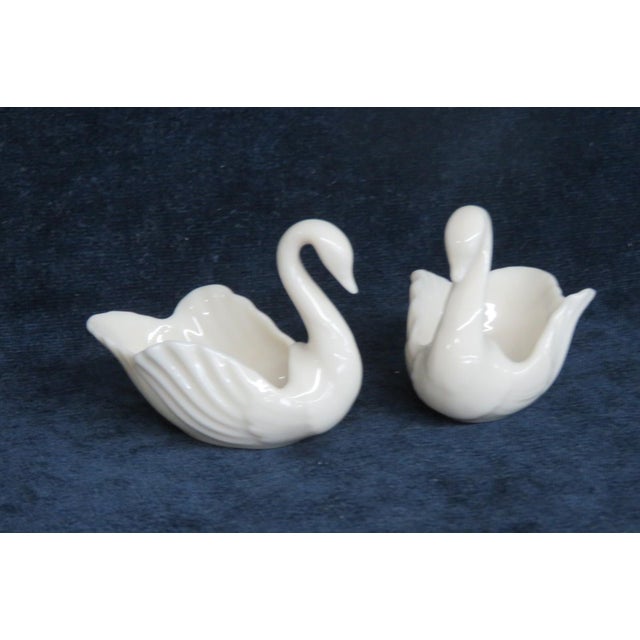 Figurative Lenox Porcelain Swans Pair of 2 Figurines Miniature Trinket or Ring Dish 5205b For Sale - Image 3 of 9