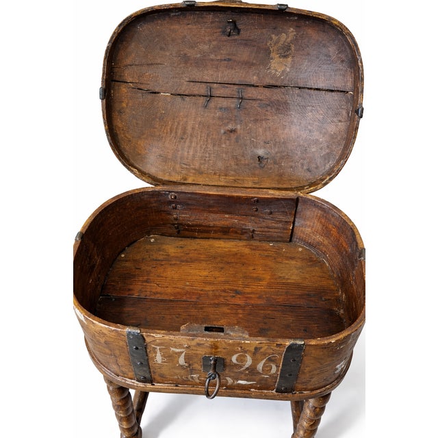 Folk Art 1796 Swedish Folk Art Allmoge Painted Chest on Stand For Sale - Image 3 of 8