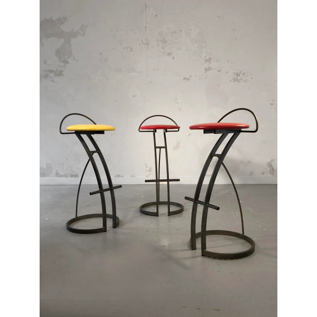 Postmodern Bar Stools, France, 1980s, Set of 3 For Sale - Image 13 of 13
