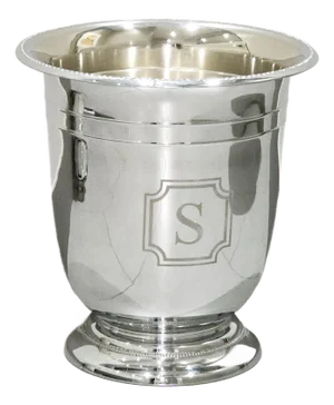 S Letter Monogram New Frontgate Maison Bath Accessory Wastebasket Chrome Solid Brass