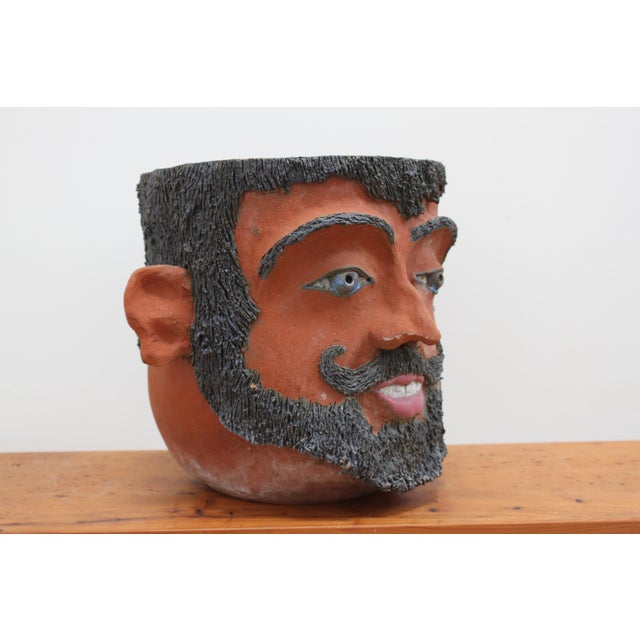 1970s Vintage Planter- Studio Pottery Head For Sale - Image 5 of 6