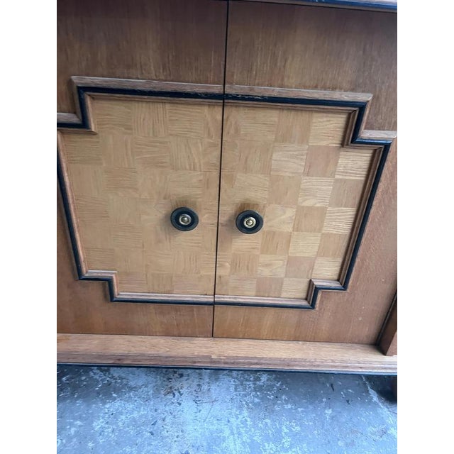 Wood Art Deco Oak Sideboard with Geometric Doors, 1940s For Sale - Image 7 of 10