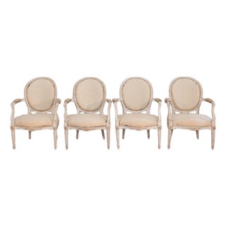 Set of Four Louis XVI Painted Armchairs, France, circa 1770–1780 For Sale