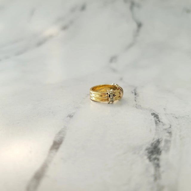 2020s Baguette Two Toned Diamond Band 18k Yellow Gold, Size 9 For Sale - Image 5 of 6