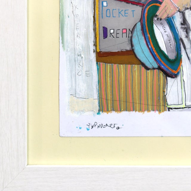 Experience - Colorful Quirky Figurative Mixed Media Framed Original Artwork by Fabio Coruzzi For Sale - Image 4 of 9