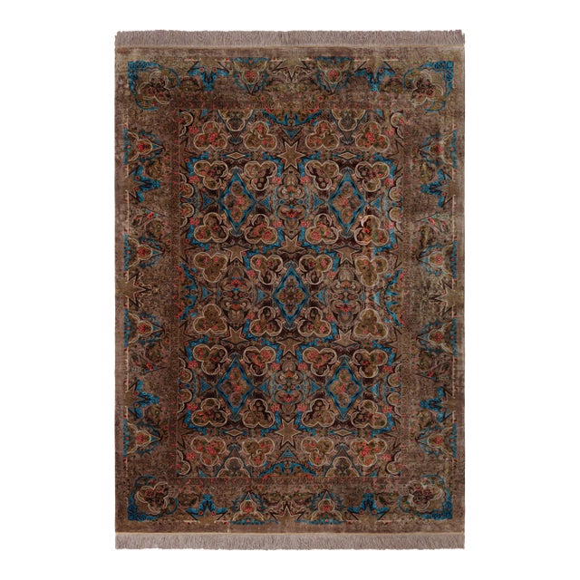 Rug & Kilim’s Modern Classics Rug in Brown With Floral Patterns “As Geshniz” For Sale