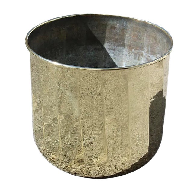 Italian Hammered Brass Vase Cover, 1970s For Sale