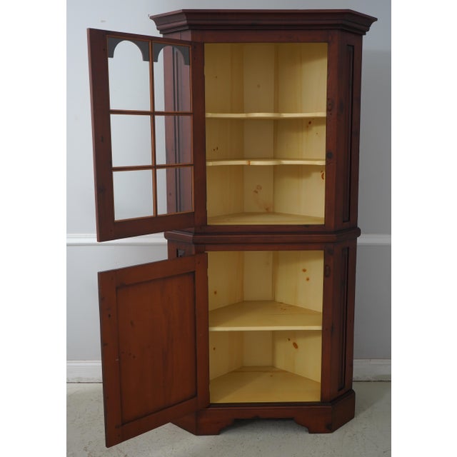 Traditional Hand Crafted Primitive Pine Country Corner China Cabinet For Sale - Image 3 of 12