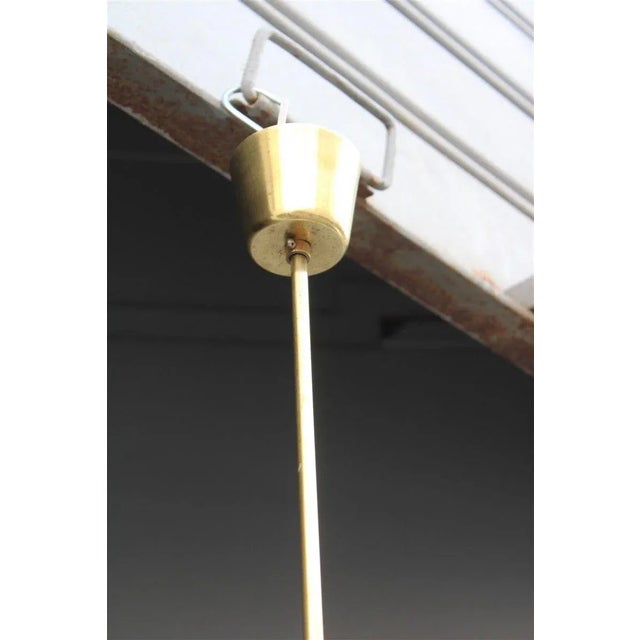 Mid-Century Modern Italian Brass and White Opaline Glass Ceiling Lamp from Stilnovo, 1950s For Sale - Image 3 of 11