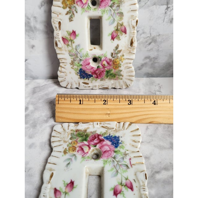 1950’s Arnart Japan Hand Painted Porcelain Light Switch Covers For Sale - Image 11 of 11